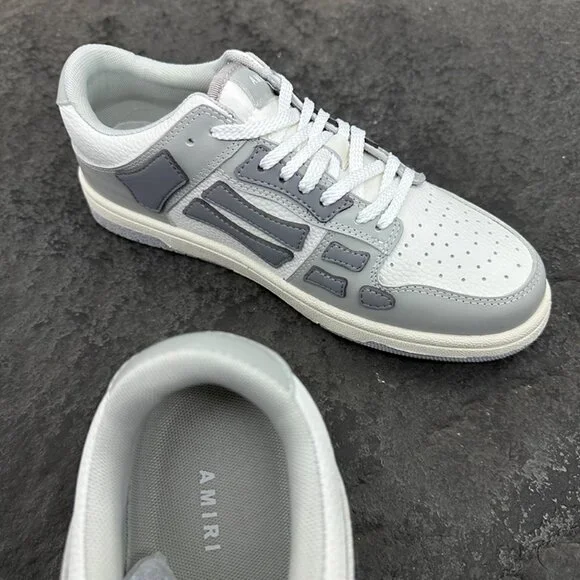Amiri White And Grey Colorblock Low-Top Leather Sneakers